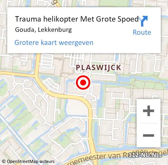 Locatie op kaart van de 112 melding: Trauma helikopter Met Grote Spoed Naar Gouda, Lekkenburg op 26 december 2022 15:34