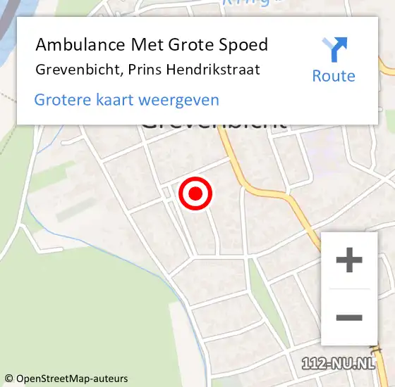 Locatie op kaart van de 112 melding: Ambulance Met Grote Spoed Naar Grevenbicht, Prins Hendrikstraat op 9 augustus 2014 20:59