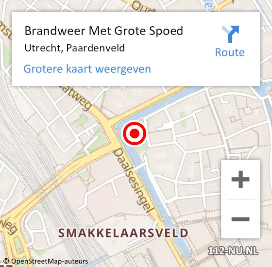 Locatie op kaart van de 112 melding: Brandweer Met Grote Spoed Naar Utrecht, Paardenveld op 26 december 2022 15:48