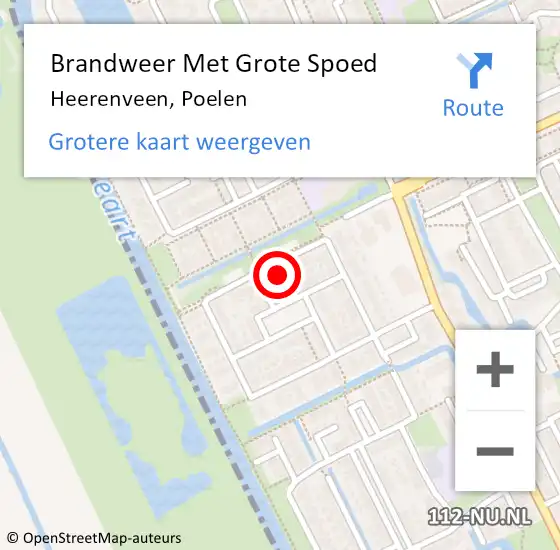 Locatie op kaart van de 112 melding: Brandweer Met Grote Spoed Naar Heerenveen, Poelen op 26 december 2022 15:48