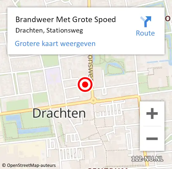 Locatie op kaart van de 112 melding: Brandweer Met Grote Spoed Naar Drachten, Stationsweg op 26 december 2022 15:57