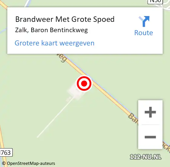 Locatie op kaart van de 112 melding: Brandweer Met Grote Spoed Naar Zalk, Baron Bentinckweg op 26 december 2022 16:20