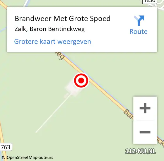 Locatie op kaart van de 112 melding: Brandweer Met Grote Spoed Naar Zalk, Baron Bentinckweg op 26 december 2022 16:21