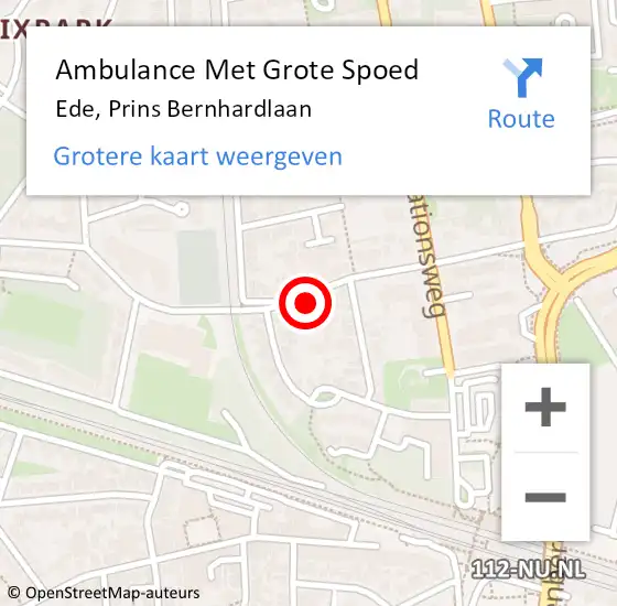 Locatie op kaart van de 112 melding: Ambulance Met Grote Spoed Naar Ede, Prins Bernhardlaan op 26 december 2022 16:27