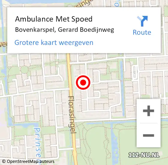 Locatie op kaart van de 112 melding: Ambulance Met Spoed Naar Bovenkarspel, Gerard Boedijnweg op 26 december 2022 16:46
