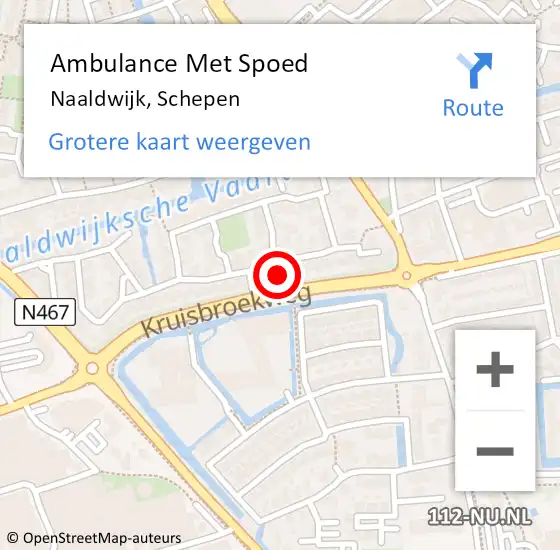 Locatie op kaart van de 112 melding: Ambulance Met Spoed Naar Naaldwijk, Schepen op 26 december 2022 16:55