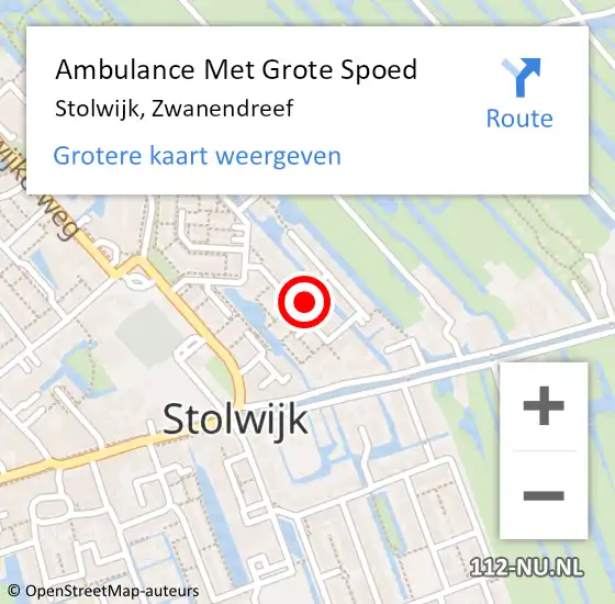 Locatie op kaart van de 112 melding: Ambulance Met Grote Spoed Naar Stolwijk, Zwanendreef op 26 december 2022 17:00