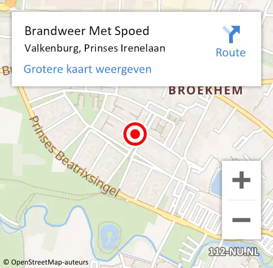 Locatie op kaart van de 112 melding: Brandweer Met Spoed Naar Valkenburg, Prinses Irenelaan op 26 december 2022 17:01