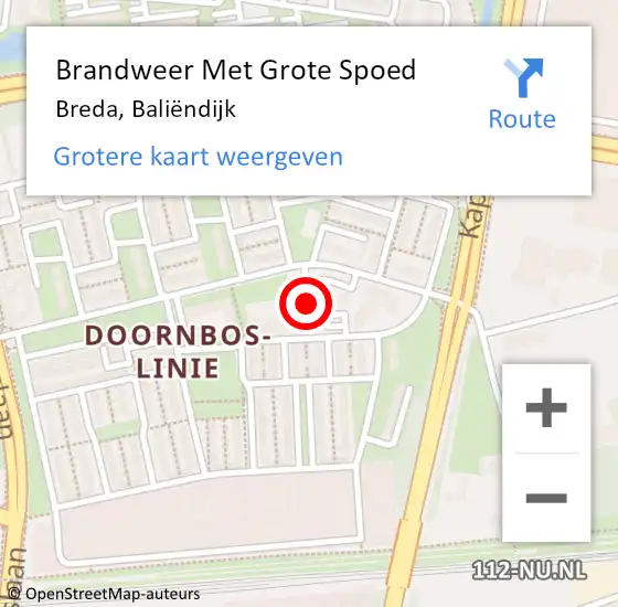 Locatie op kaart van de 112 melding: Brandweer Met Grote Spoed Naar Breda, Baliëndijk op 26 december 2022 17:11
