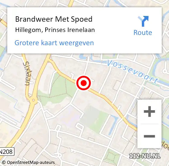 Locatie op kaart van de 112 melding: Brandweer Met Spoed Naar Hillegom, Prinses Irenelaan op 26 december 2022 17:32