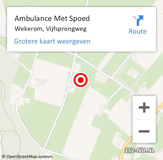 Locatie op kaart van de 112 melding: Ambulance Met Spoed Naar Wekerom, Vijfsprongweg op 26 december 2022 17:32