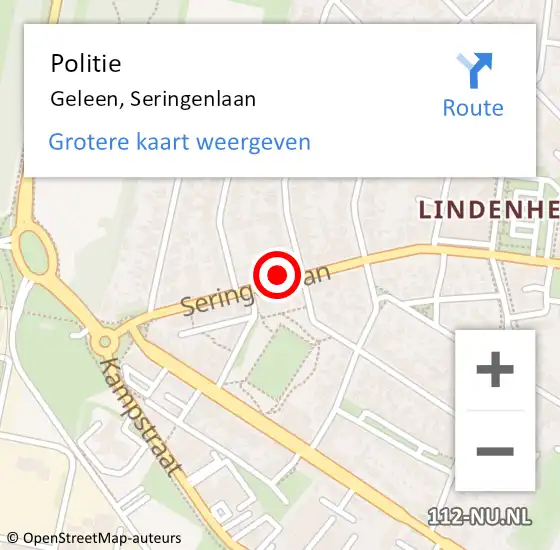 Locatie op kaart van de 112 melding: Politie Geleen, Seringenlaan op 26 december 2022 17:49