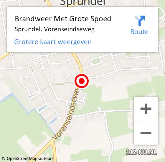 Locatie op kaart van de 112 melding: Brandweer Met Grote Spoed Naar Sprundel, Vorenseindseweg op 26 december 2022 17:51