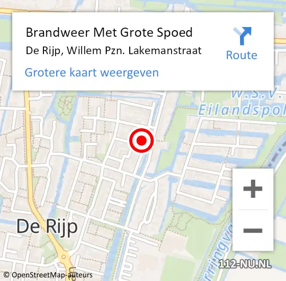 Locatie op kaart van de 112 melding: Brandweer Met Grote Spoed Naar De Rijp, Willem Pzn. Lakemanstraat op 26 december 2022 17:53