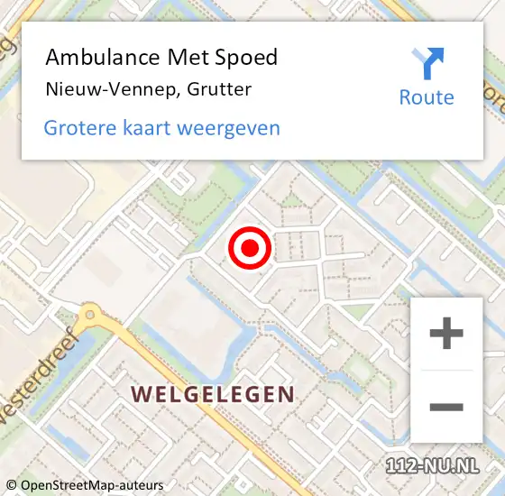 Locatie op kaart van de 112 melding: Ambulance Met Spoed Naar Nieuw-Vennep, Grutter op 26 december 2022 18:20