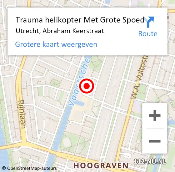 Locatie op kaart van de 112 melding: Trauma helikopter Met Grote Spoed Naar Utrecht, Abraham Keerstraat op 26 december 2022 18:46