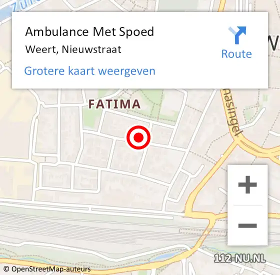 Locatie op kaart van de 112 melding: Ambulance Met Spoed Naar Weert, Nieuwstraat op 26 december 2022 18:58