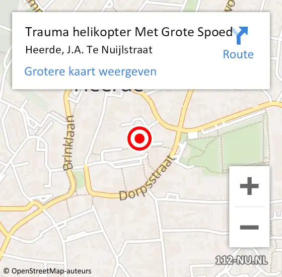 Locatie op kaart van de 112 melding: Trauma helikopter Met Grote Spoed Naar Heerde, J.A. Te Nuijlstraat op 26 december 2022 19:05