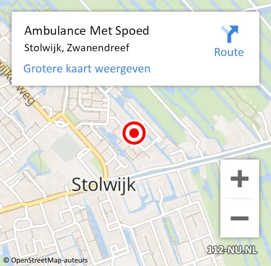Locatie op kaart van de 112 melding: Ambulance Met Spoed Naar Stolwijk, Zwanendreef op 26 december 2022 19:13