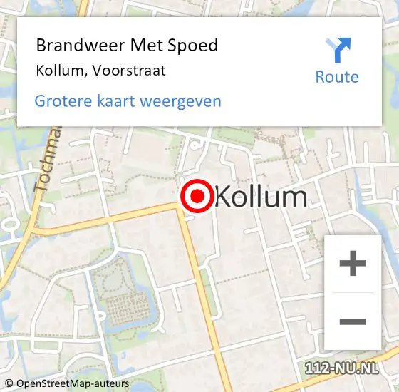 Locatie op kaart van de 112 melding: Brandweer Met Spoed Naar Kollum, Voorstraat op 26 december 2022 19:17