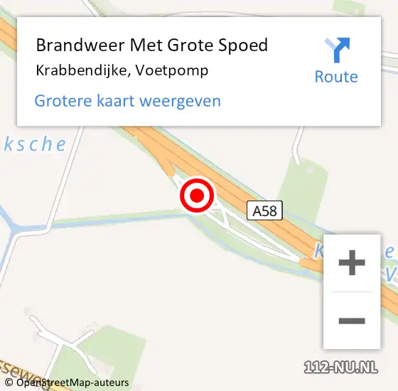 Locatie op kaart van de 112 melding: Brandweer Met Grote Spoed Naar Krabbendijke, Voetpomp op 26 december 2022 20:26