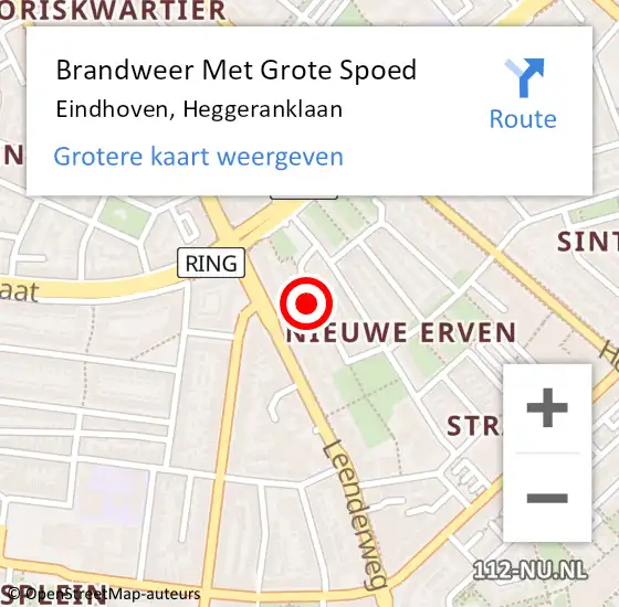 Locatie op kaart van de 112 melding: Brandweer Met Grote Spoed Naar Eindhoven, Heggeranklaan op 26 december 2022 20:27