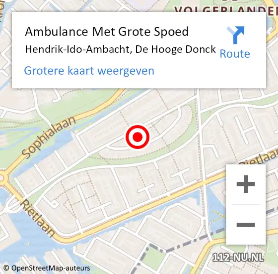 Locatie op kaart van de 112 melding: Ambulance Met Grote Spoed Naar Hendrik-Ido-Ambacht, De Hooge Donck op 26 december 2022 20:30