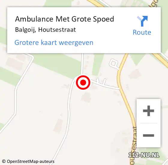 Locatie op kaart van de 112 melding: Ambulance Met Grote Spoed Naar Balgoij, Houtsestraat op 26 december 2022 21:06