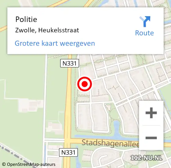 Locatie op kaart van de 112 melding: Politie Zwolle, Heukelsstraat op 26 december 2022 21:15