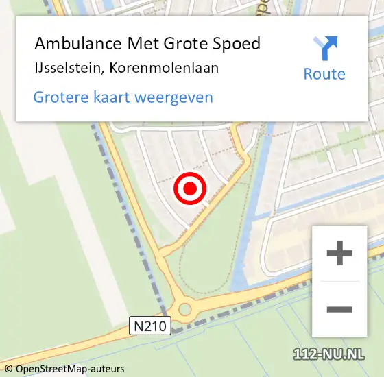 Locatie op kaart van de 112 melding: Ambulance Met Grote Spoed Naar IJsselstein, Korenmolenlaan op 9 augustus 2014 21:38