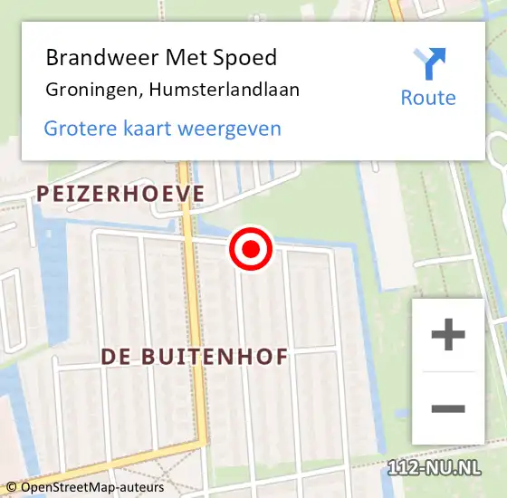 Locatie op kaart van de 112 melding: Brandweer Met Spoed Naar Groningen, Humsterlandlaan op 26 december 2022 21:27