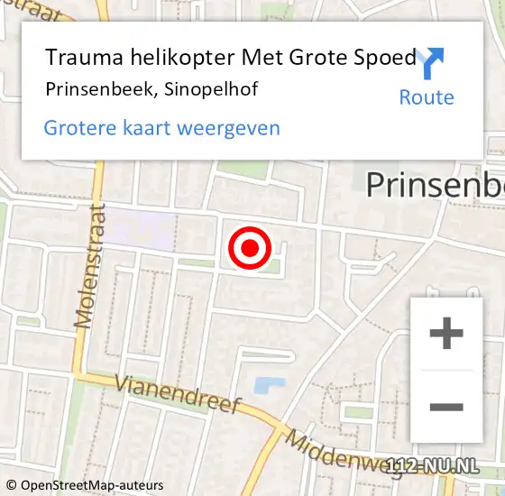 Locatie op kaart van de 112 melding: Trauma helikopter Met Grote Spoed Naar Prinsenbeek, Sinopelhof op 26 december 2022 21:36