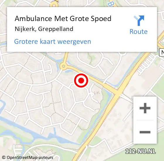 Locatie op kaart van de 112 melding: Ambulance Met Grote Spoed Naar Nijkerk, Greppelland op 26 december 2022 22:04