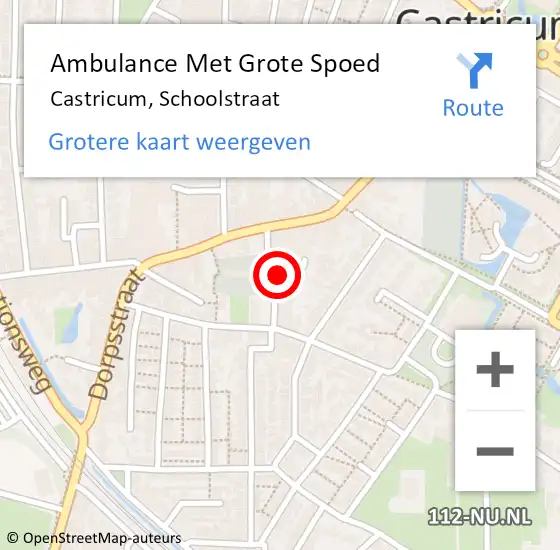 Locatie op kaart van de 112 melding: Ambulance Met Grote Spoed Naar Castricum, Schoolstraat op 26 december 2022 22:12