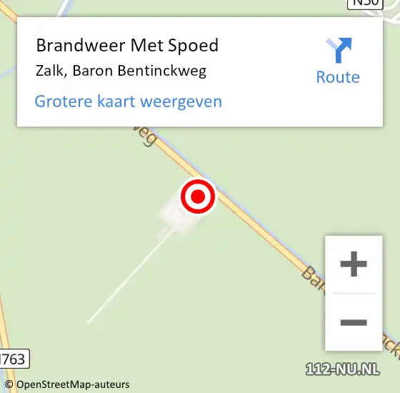 Locatie op kaart van de 112 melding: Brandweer Met Spoed Naar Zalk, Baron Bentinckweg op 26 december 2022 22:20