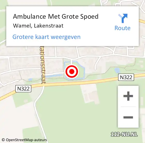 Locatie op kaart van de 112 melding: Ambulance Met Grote Spoed Naar Wamel, Lakenstraat op 26 december 2022 23:19