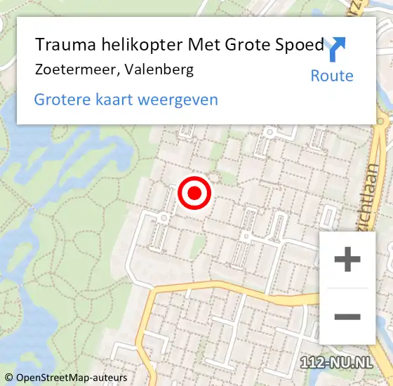 Locatie op kaart van de 112 melding: Trauma helikopter Met Grote Spoed Naar Zoetermeer, Valenberg op 26 december 2022 23:27