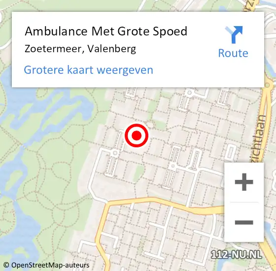 Locatie op kaart van de 112 melding: Ambulance Met Grote Spoed Naar Zoetermeer, Valenberg op 26 december 2022 23:28