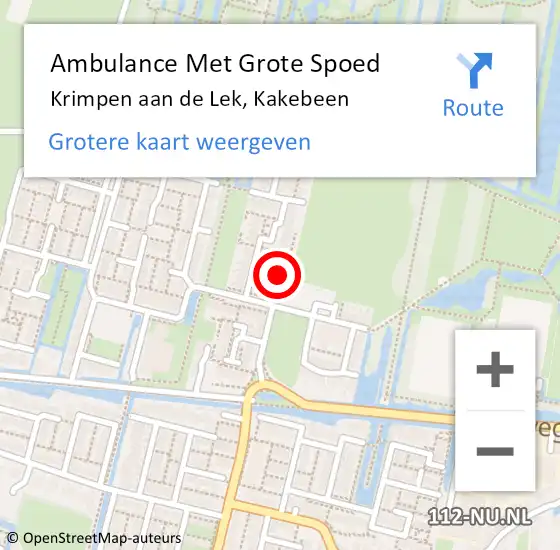 Locatie op kaart van de 112 melding: Ambulance Met Grote Spoed Naar Krimpen aan de Lek, Kakebeen op 27 december 2022 00:39