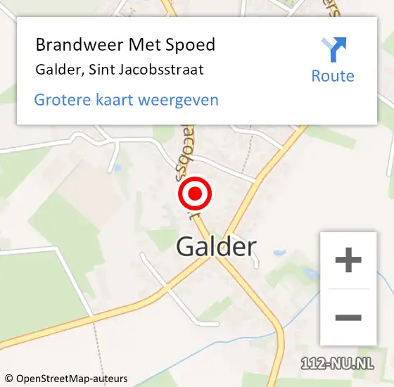Locatie op kaart van de 112 melding: Brandweer Met Spoed Naar Galder, Sint Jacobsstraat op 27 december 2022 00:42