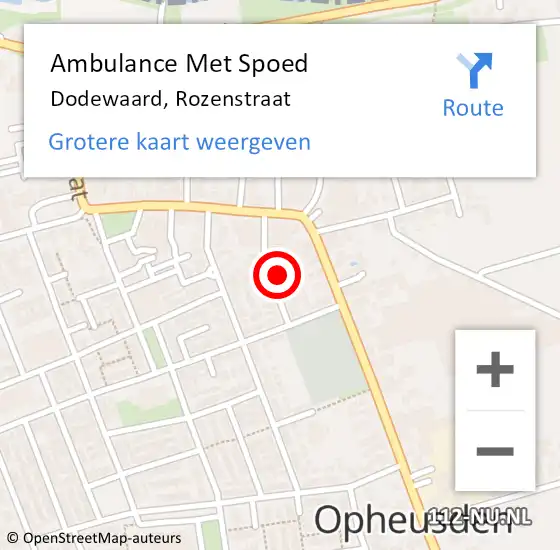 Locatie op kaart van de 112 melding: Ambulance Met Spoed Naar Dodewaard, Rozenstraat op 27 december 2022 00:46