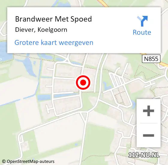 Locatie op kaart van de 112 melding: Brandweer Met Spoed Naar Diever, Koelgoorn op 27 december 2022 01:02