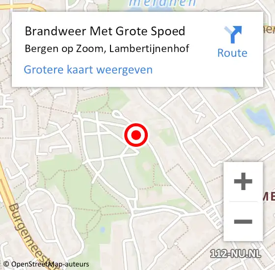 Locatie op kaart van de 112 melding: Brandweer Met Grote Spoed Naar Bergen op Zoom, Lambertijnenhof op 27 december 2022 01:33