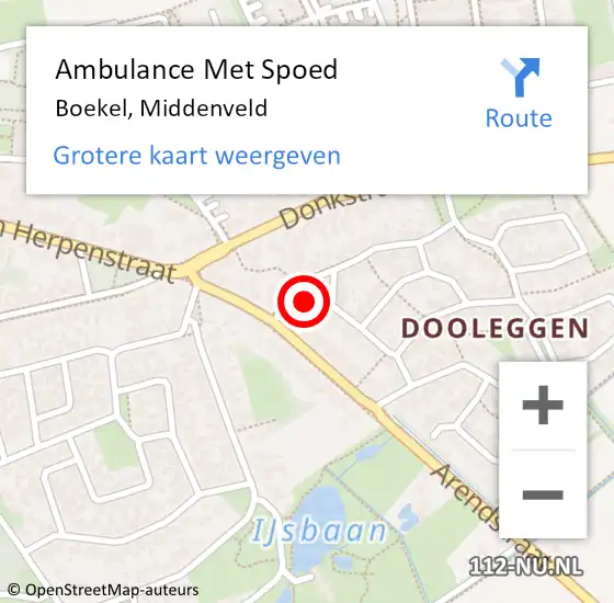 Locatie op kaart van de 112 melding: Ambulance Met Spoed Naar Boekel, Middenveld op 9 augustus 2014 22:02