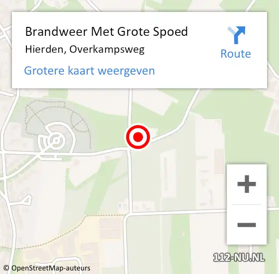 Locatie op kaart van de 112 melding: Brandweer Met Grote Spoed Naar Hierden, Overkampsweg op 27 december 2022 01:52