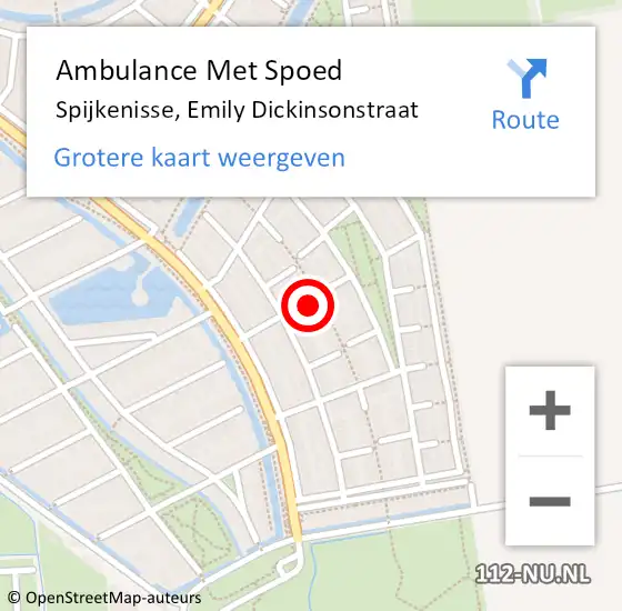 Locatie op kaart van de 112 melding: Ambulance Met Spoed Naar Spijkenisse, Emily Dickinsonstraat op 27 december 2022 01:57