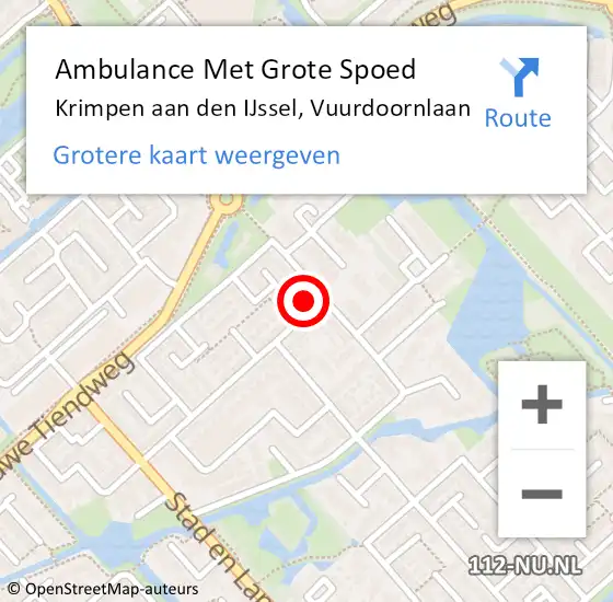 Locatie op kaart van de 112 melding: Ambulance Met Grote Spoed Naar Krimpen aan den IJssel, Vuurdoornlaan op 27 december 2022 02:31