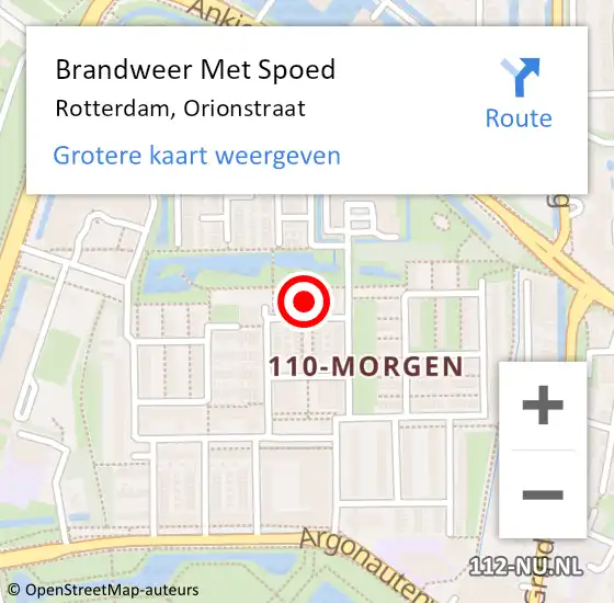 Locatie op kaart van de 112 melding: Brandweer Met Spoed Naar Rotterdam, Orionstraat op 27 december 2022 02:36