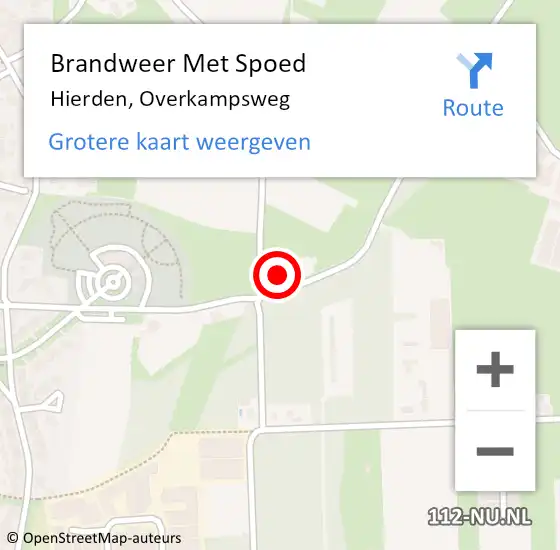 Locatie op kaart van de 112 melding: Brandweer Met Spoed Naar Hierden, Overkampsweg op 27 december 2022 02:48