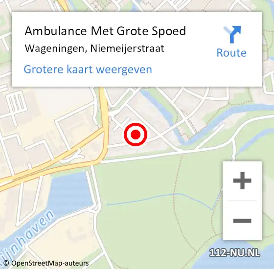 Locatie op kaart van de 112 melding: Ambulance Met Grote Spoed Naar Wageningen, Niemeijerstraat op 27 december 2022 02:59